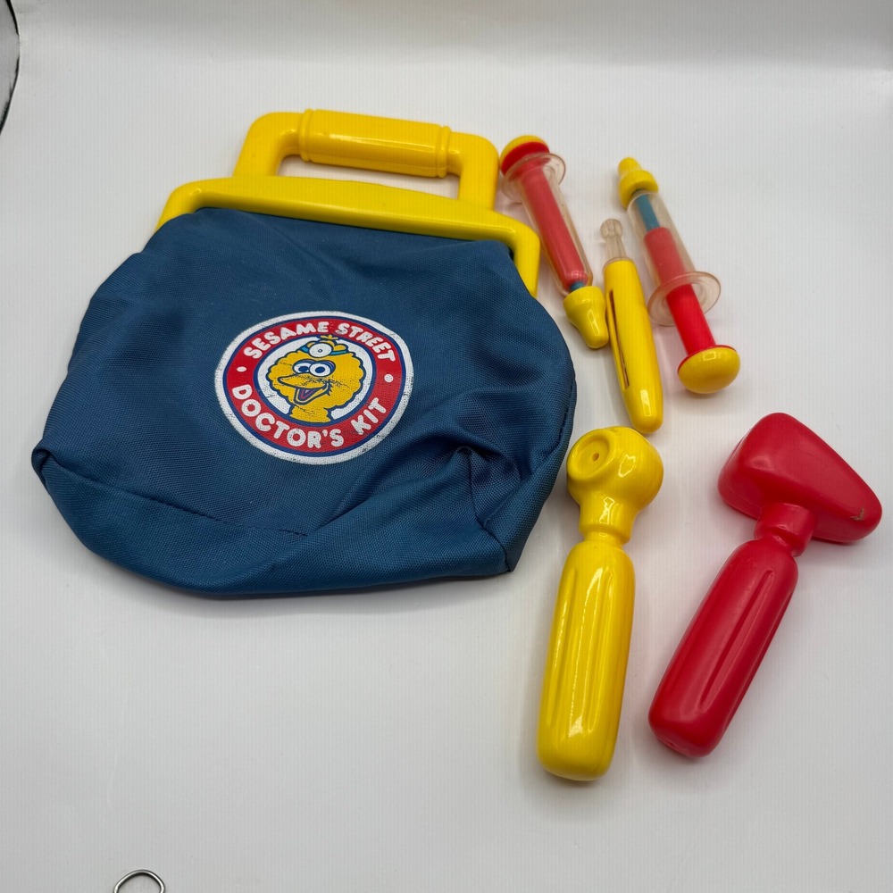 Illco Sesame Street Doctor's Kit 1993 Blue Vintage Big Bird Play Set